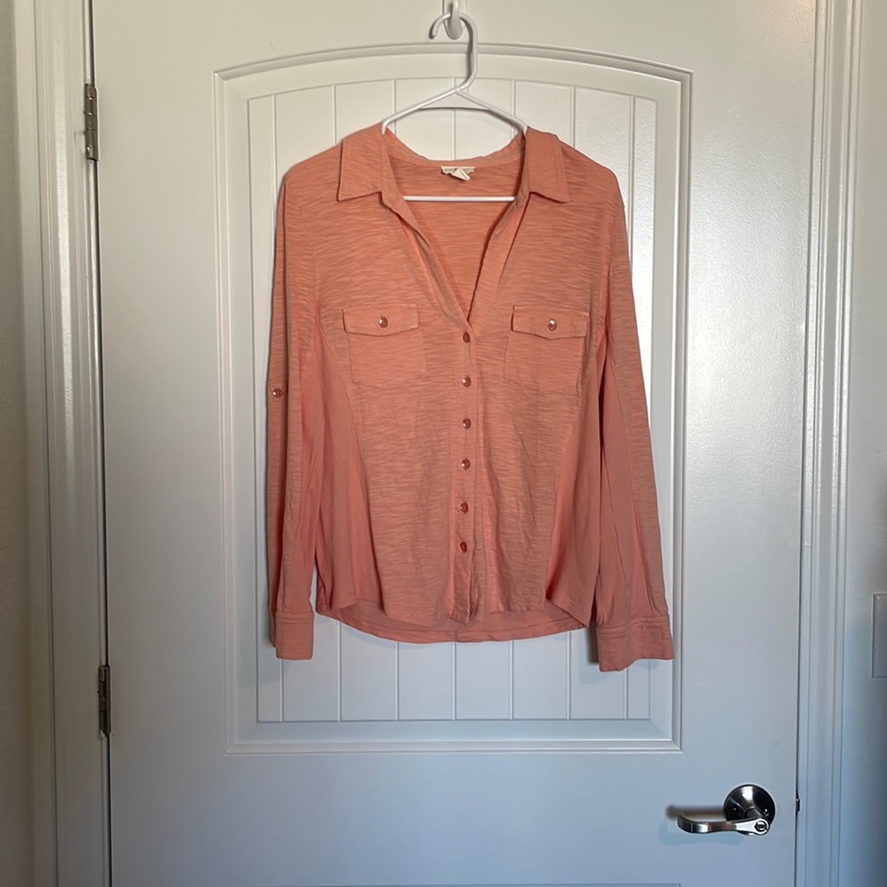 Caslon Peach Button Up
